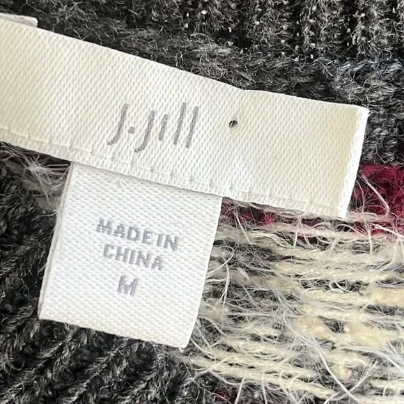 J.Jill Fair Isle Gray Nordic Jacquard Knit Long Sleeve Midi Sweater Dress - Picture 6 of 7